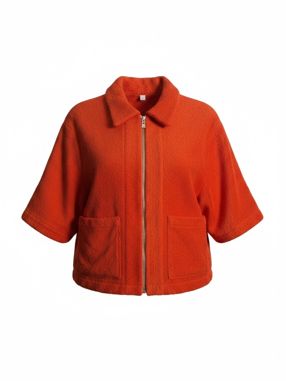 Simone Fan The Cropped Zip Up Jacket- Plush Terry Orange Gold Zip Size Small